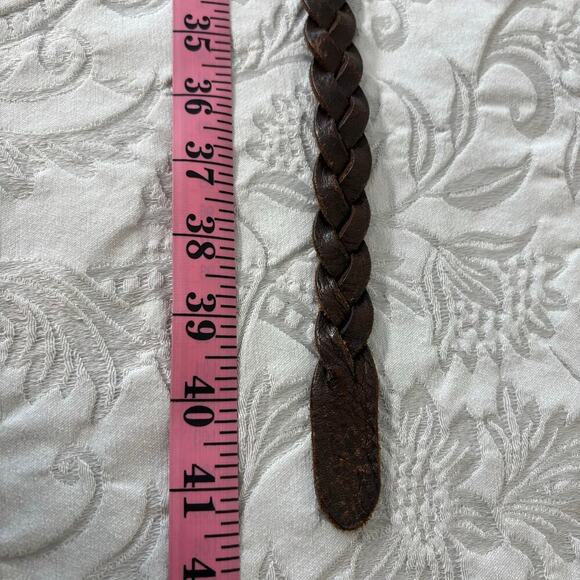 HOLLISTER Belt Braided Leather Walnut Brown Sz 32 Equestrian Ranch Southern Boho - Picture 5 of 5